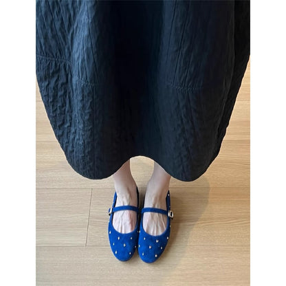 Damen Ballerinas Elegant mit Strass und verstellbarem Riemen