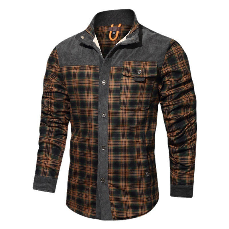 Herren Flanellhemd Warm mit Druckdetails Elegant