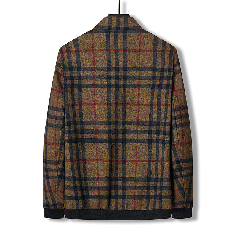 Herren Übergangsjacke Kariert Reißverschluss Modern