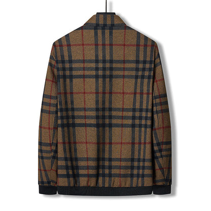 Herren Übergangsjacke Kariert Reißverschluss Modern
