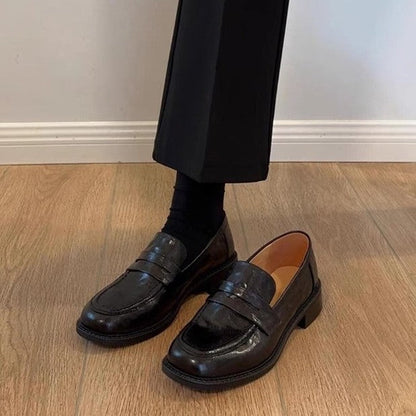 Damen Loafers Elegante Lederschuhe Schwarz Modisch - BerlinGlamour