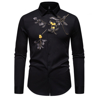 Elegantes Langarmhemd Herren Bestickt Modern Berlin