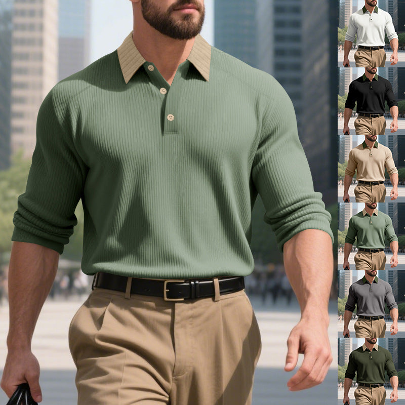 Herren Poloshirt Strukturiert Modern mit Kontrastdetails