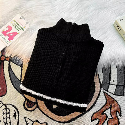 Herren Pullover Grobstrick Warm mit Reißverschluss