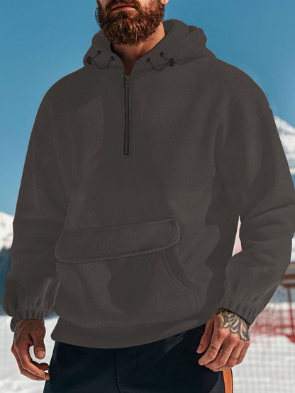 Herren Fleece Pullover Kapuzen Sweatshirt Mit Reißverschluss
