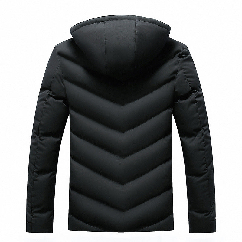 Herren Winterjacke Gefüttert Warm mit Abnehmbarer Kapuze