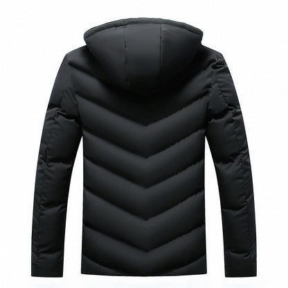 Herren Winterjacke Gefüttert Warm mit Abnehmbarer Kapuze