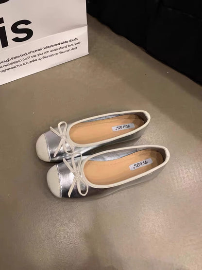 Damen Ballerinas Schimmernde Glanz Oberfläche Verspieltes Design