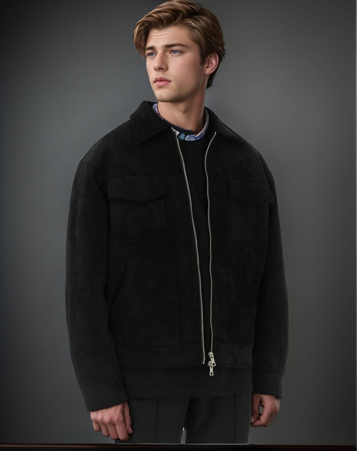Herrenjacke Modern Reißverschluss Taschen Winter