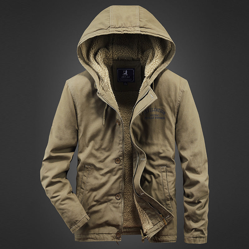 Herren Fleecejacke Warm Isolierend mit Kapuze