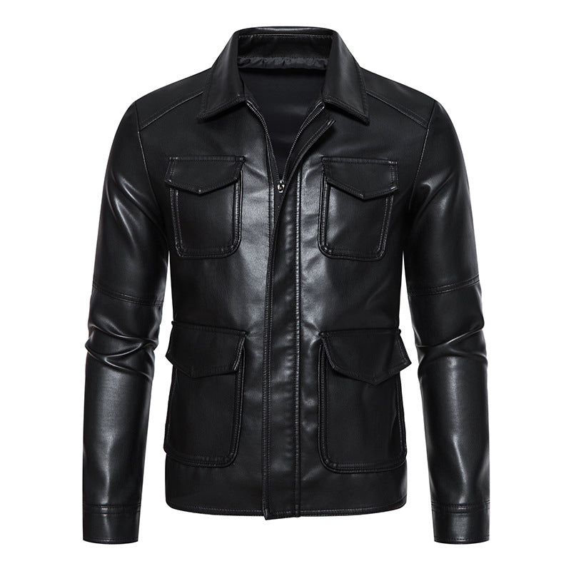 Herren Lederjacke Modern mit Taschen und Slim-Fit Design - BerlinGlamour