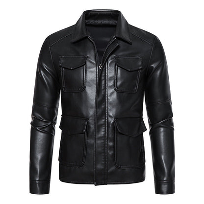 Herren Lederjacke Modern mit Taschen und Slim-Fit Design - BerlinGlamour