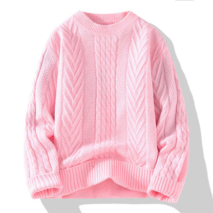 Herren Pullover Grobstrick Lässig Zopfmuster