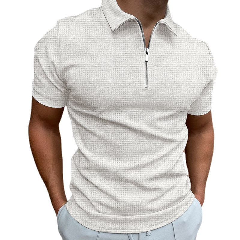Herren Polohemd Strukturiert Reißverschluss Modern Design