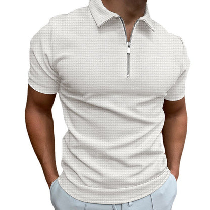Herren Polohemd Strukturiert Reißverschluss Modern Design