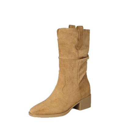 Damen Stiefeletten Lässig Rauleder Braun Schnürsenkel
