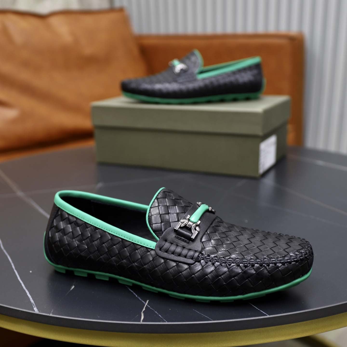 Damen Mokassins Leder Geflochtene Slipper Sommermode - BerlinGlamour