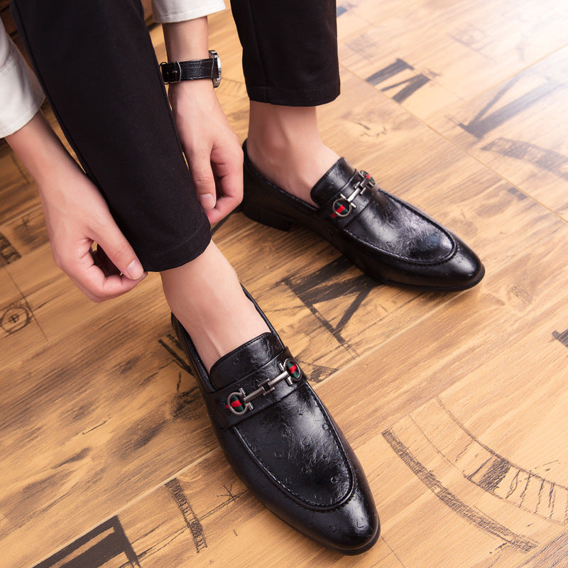 Herren Mokassins Leder Elegant Schnallenverschluss Schwarz