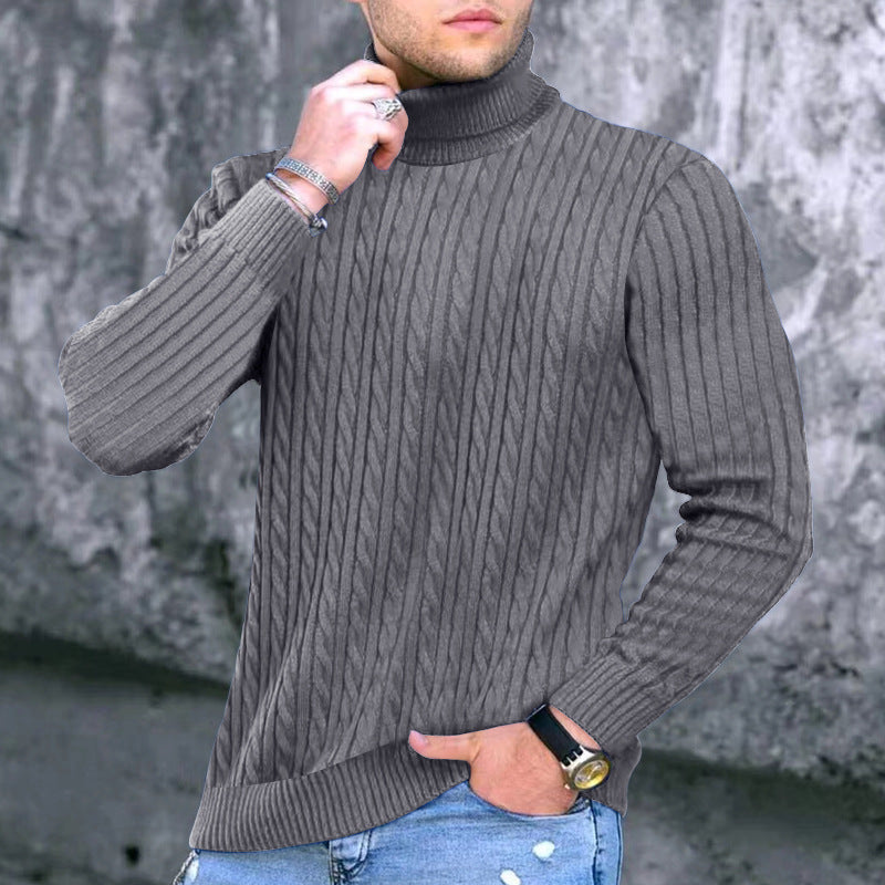 Herren Rollkragenpullover Zopfmuster Modern