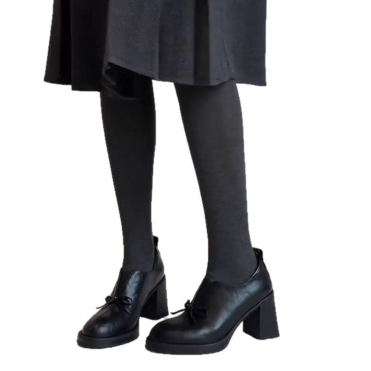 Damen Schuhe Schnürstiefelette mit Schleife und Blockabsatz