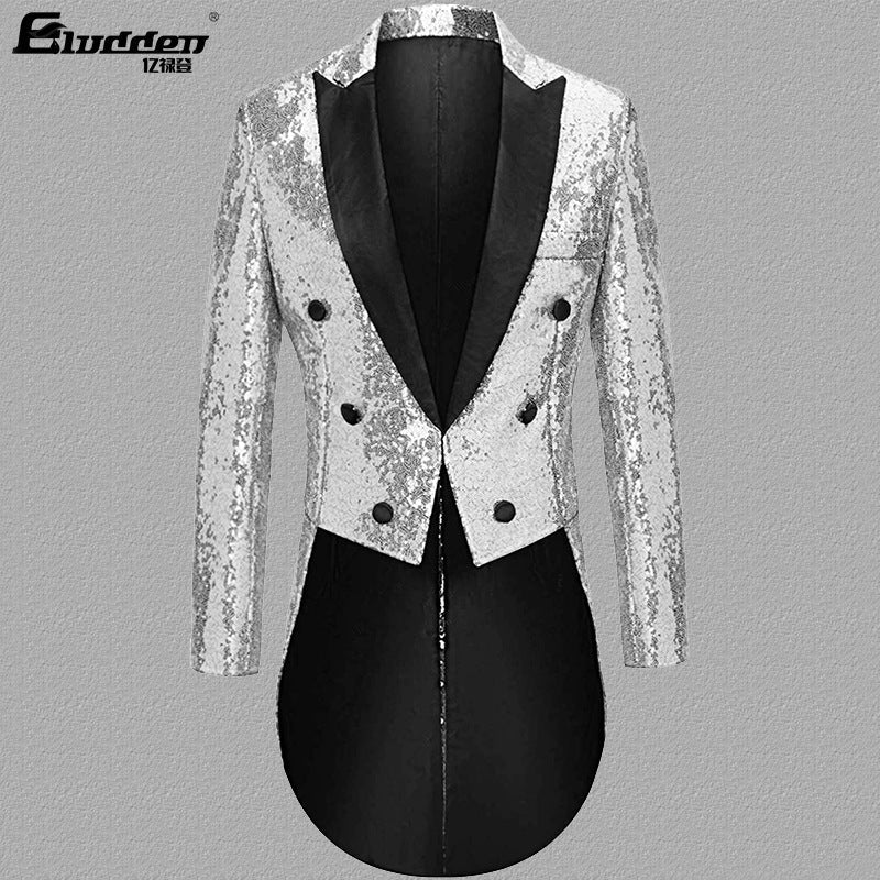 Herren Blazer Pailletten Elegant Revers Modern