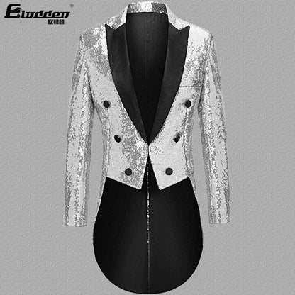 Herren Blazer Pailletten Elegant Revers Modern
