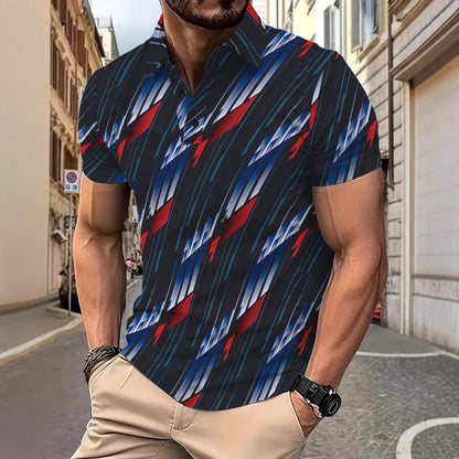 Herren Kurzarmhemd Mit Modernem Streetwear Druck - BerlinGlamour