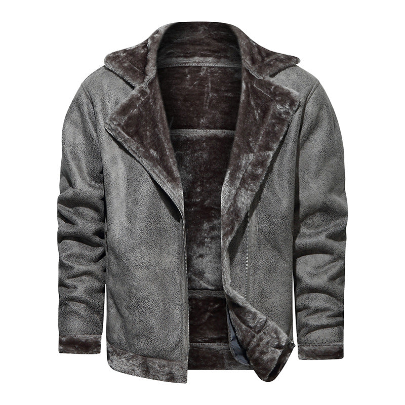 Herren Lederjacke Schwarz mit Fleecefutter Elegant