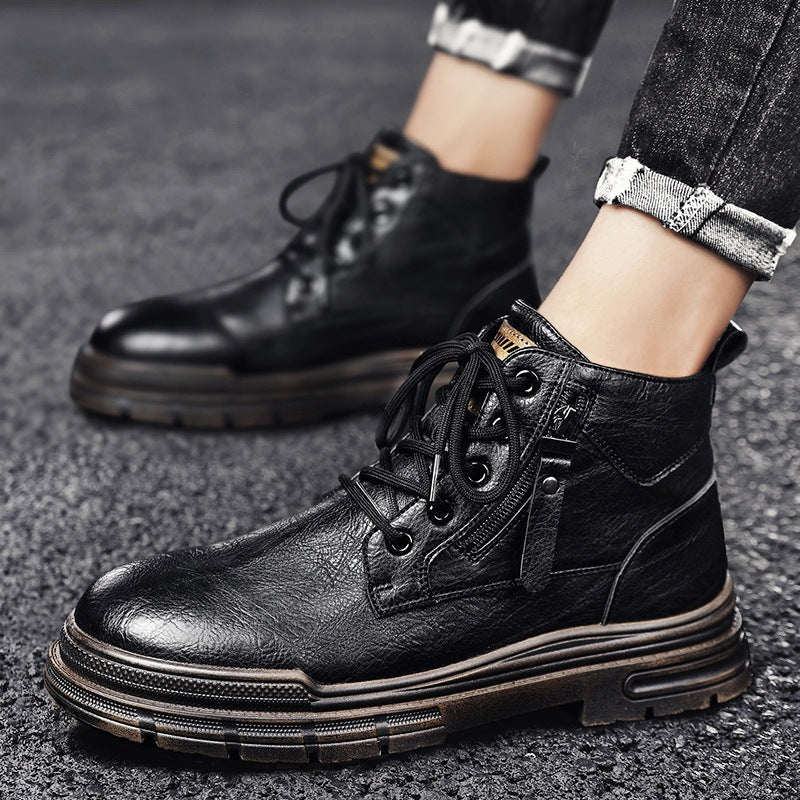 Damen Lederstiefel Robust Reißverschluss Komfort Sohle