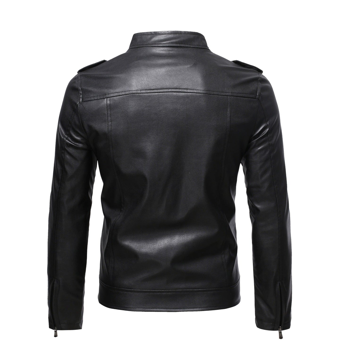Leder Bikerjacke Herren Schulterpolster Schwarz