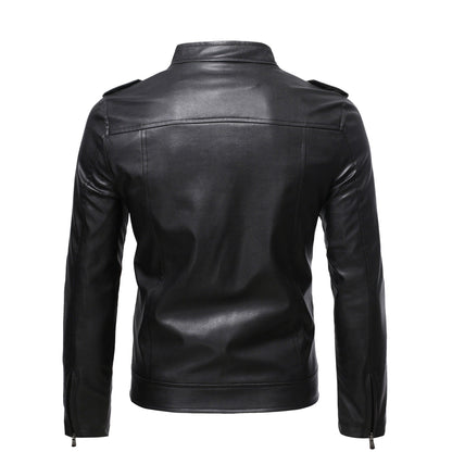 Leder Bikerjacke Herren Schulterpolster Schwarz