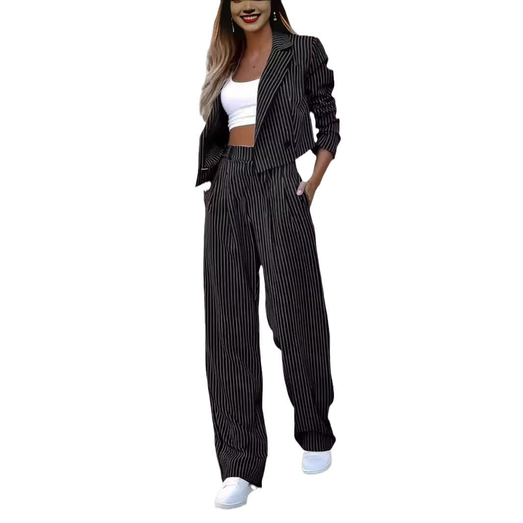 Damen Blazer Set Streifen Optik Modern