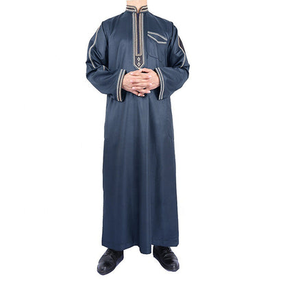 Herren Langmantel Elegant mit Stickerei und Knöpfen