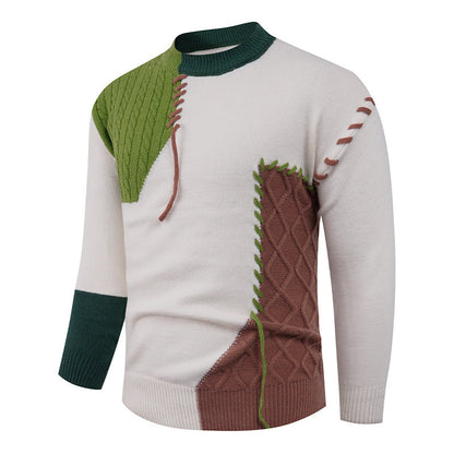Modernes Herren Strickoberteil mit Zopfmuster und Asymmetrie