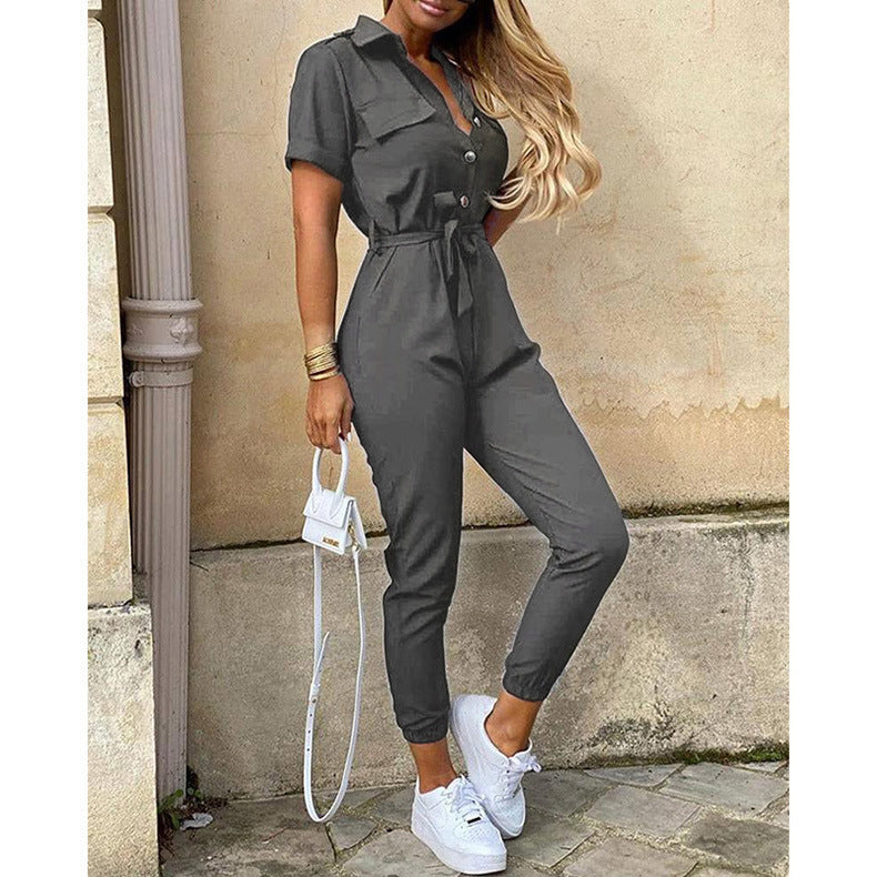 Damen Jumpsuit Modern mit Taschen und Taillenschnitt