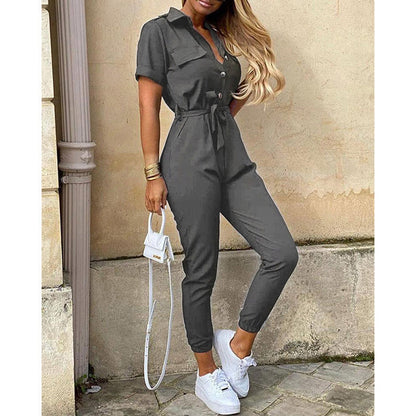 Damen Jumpsuit Modern mit Taschen und Taillenschnitt