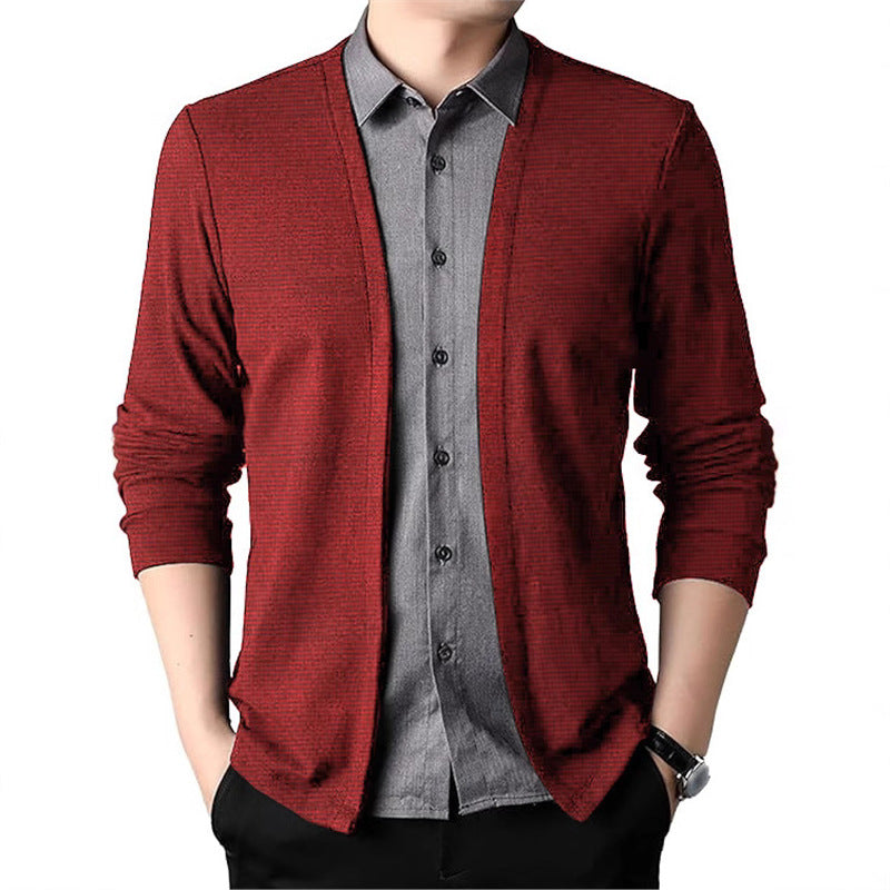 Herren Cardigan Strukturiert Offene Kanten Modern