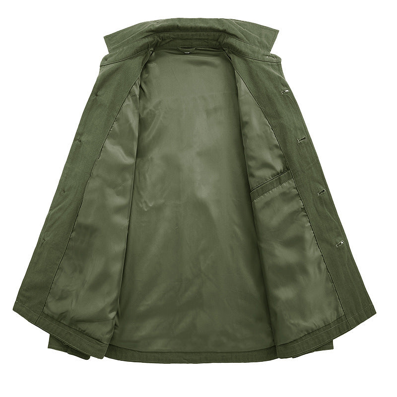 Herren Utility-Jacke Lässig mit Taschen Klassisch Schwarz