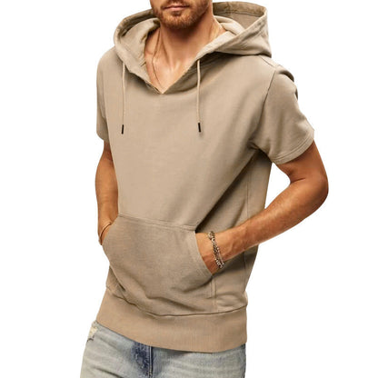 Herren Kapuzenpullover Kurzarm mit Kängurutasche Sportlich