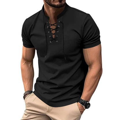 Herren Poloshirt Lässig Mit Schnürung Modern Style