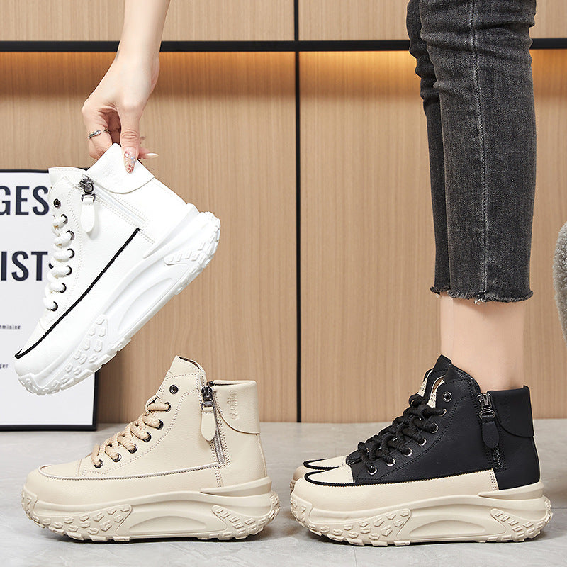 Damen Sneaker Hochformat Reißverschluss Schuhe Frauen