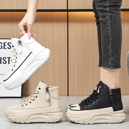 Damen Sneaker Hochformat Reißverschluss Schuhe Frauen