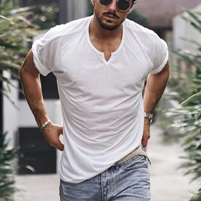 Herren T-Shirt V-Ausschnitt Atmungsaktiv Baumwolle Berlin Style
