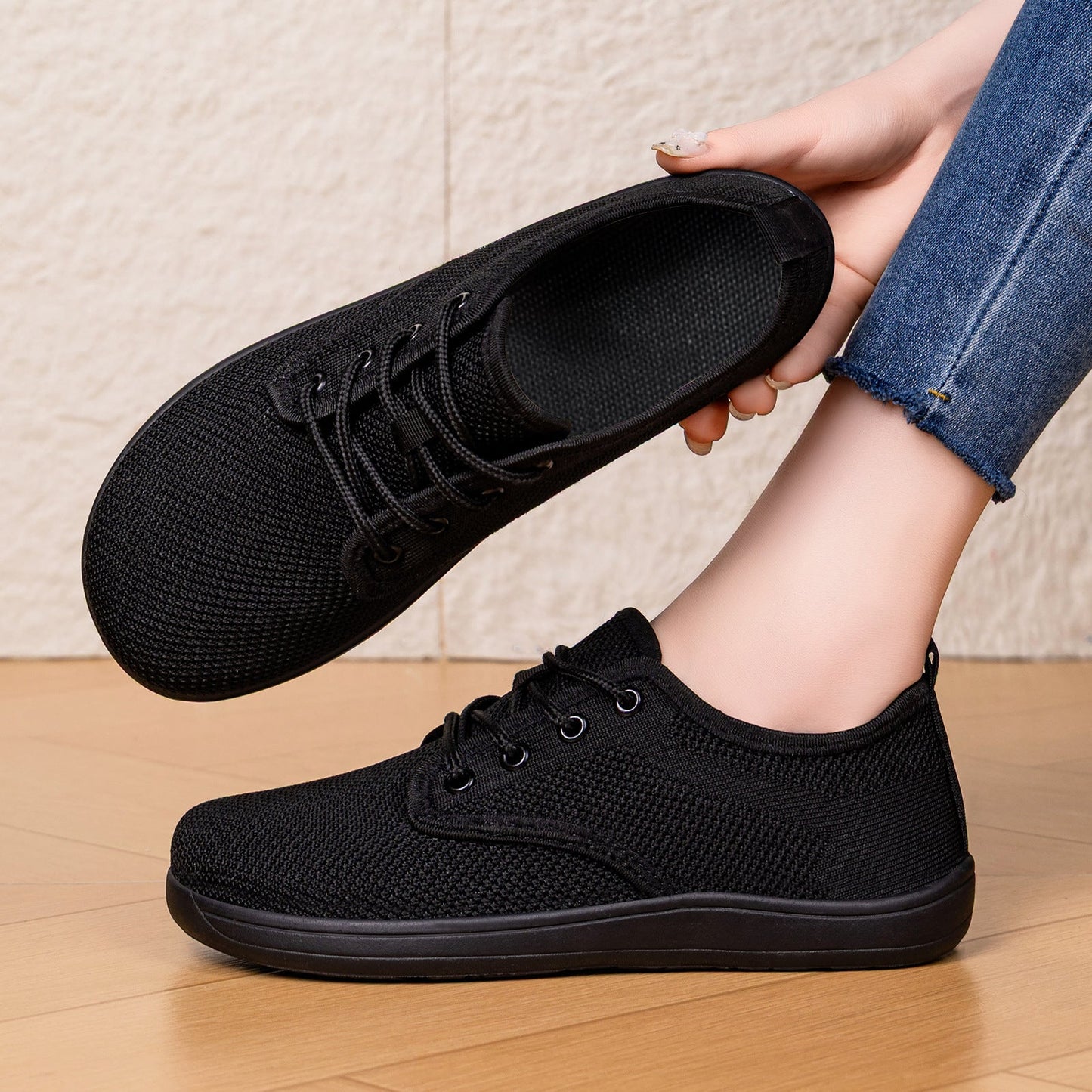 Damen Sneaker Atmungsaktiv Elastisch Leder Schuhe