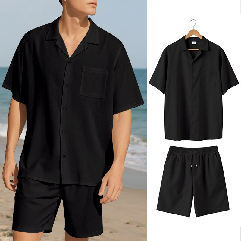 Herren Sommergarnitur Atmungsaktiv Kurzarmhemd Shorts - BerlinGlamour
