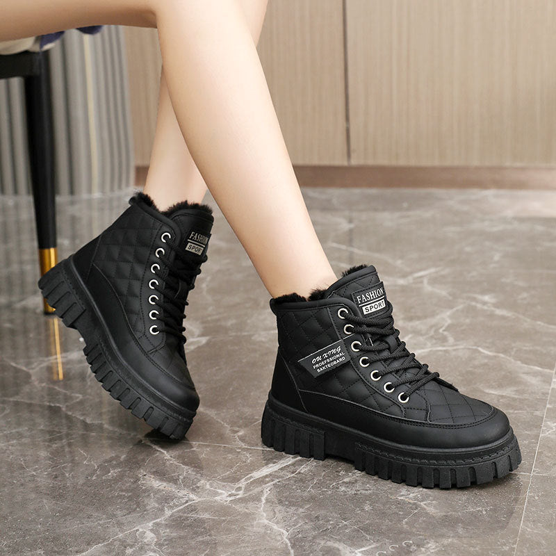 Damen Winterstiefel Warm Kuschelig Rutschfest Schwarz