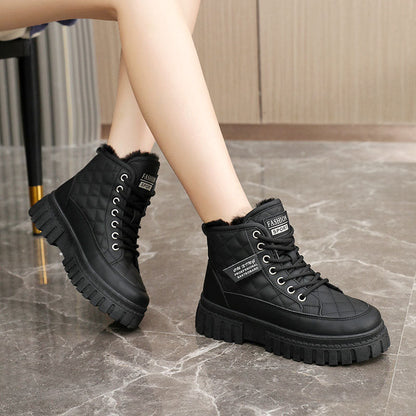 Damen Winterstiefel Warm Kuschelig Rutschfest Schwarz