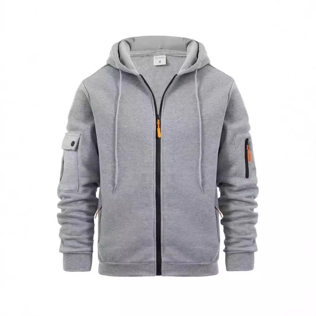 Herren Kapuzenjacke Funktionell Reißverschluss Taschen Sportlich