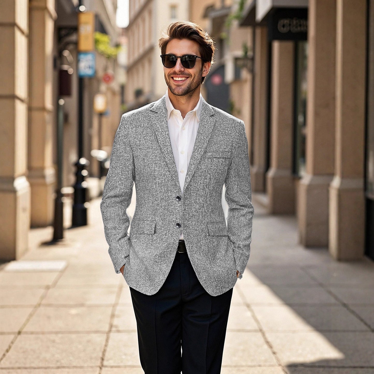 Herren Blazer Modisch Strukturiert Slim Fit
