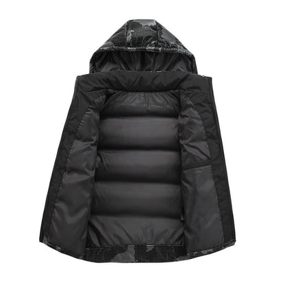Herren Steppweste Warm Verstellbare Kapuze Urban Style